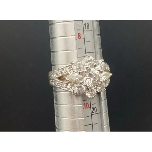 ROMAN Ring Yellow Gold Plated Women's Sz 9 CZ Flower Cluster Tests 10k Plated - Picture 5 of 10